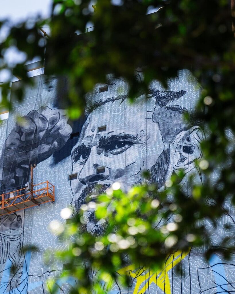 El mural de Lio Messi en pleno centro porteño.
